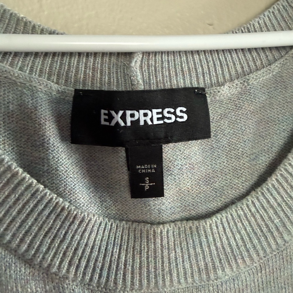 Express Light Gray Cold-Shoulder Sweater Top - Picture 2 of 5